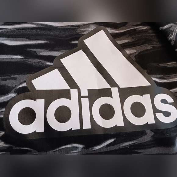 NWT ADIDAS HOODIE SWEATSHIRT PULLOVER CAMO BLACK SIZE LARGE 14-16 - Picture 4 of 6